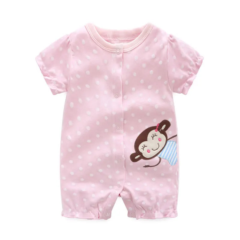 Newborn Baby Girl Romper Infant Short Sleeve Cotton Jumpsuit 0-18M