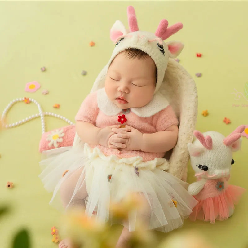 Newborn Photography Clothing Cute Dragon Hat+Clothes+Dolls 3Pcs/Set