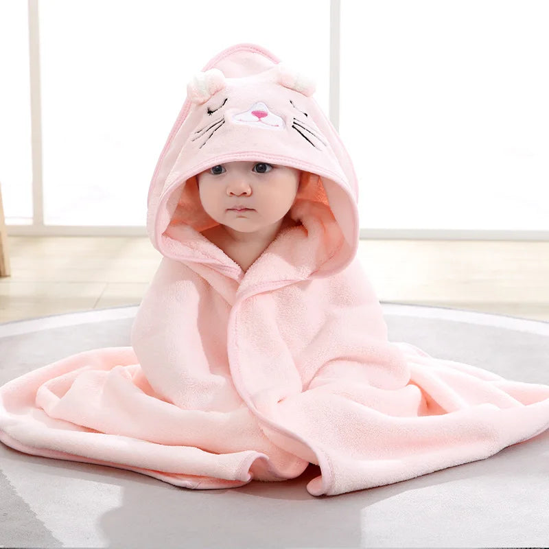 Cartoon Baby Bath Towels Soft Newborn Hooded Towel Blanket