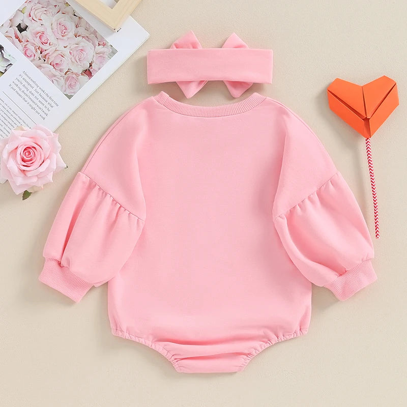 Lovely Newborn Baby Girls O-neck Sweatshirts Headband Outfits