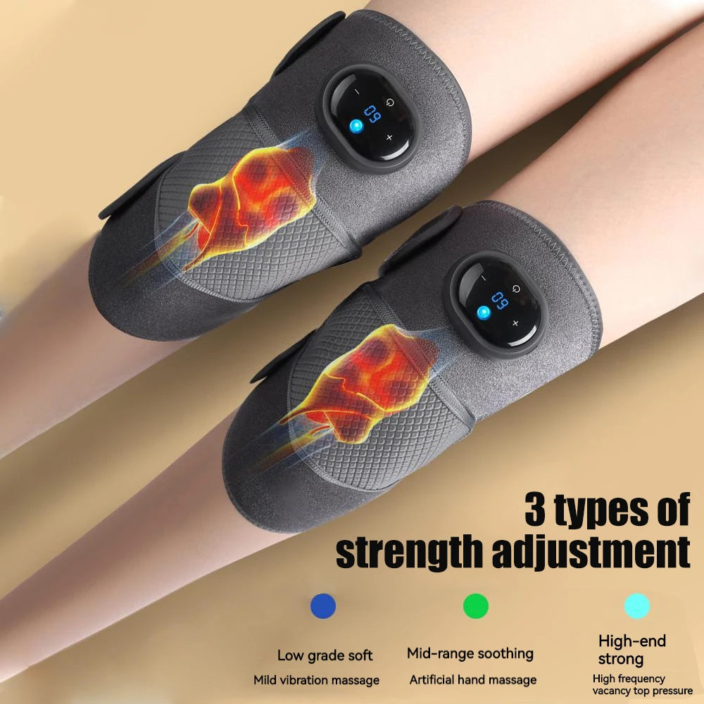 3 in 1 Thermal Knee Massager Shoulder Knee Elbow Heating Massage Support Brace Rechargeable Vibration Pad Arthritis Pain Relief
