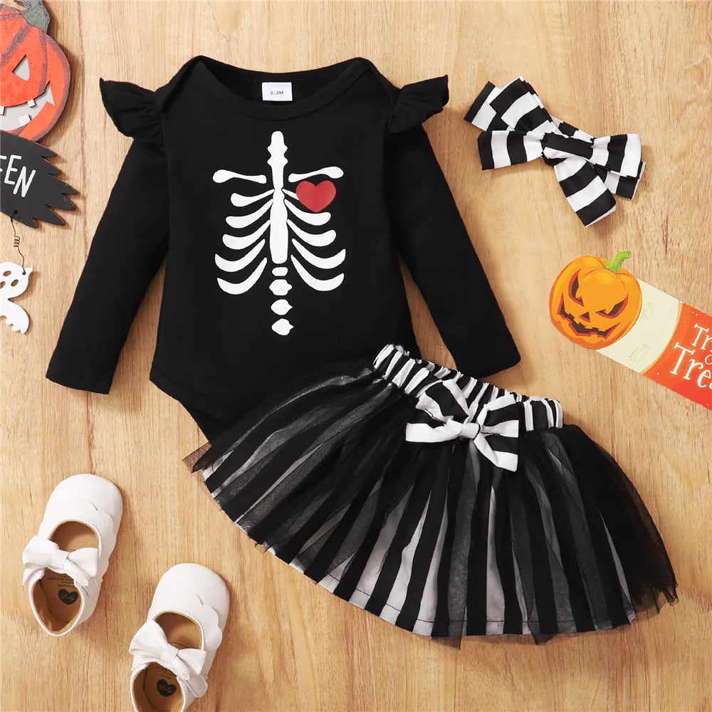 Halloween Hot Skull Print Newborn Party Baby Costume