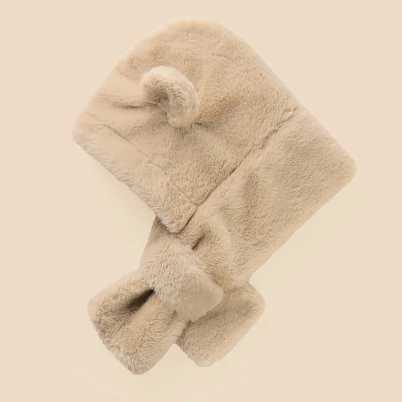 Winter Baby Faux Fur Cartoon Bear Windproof Beanies