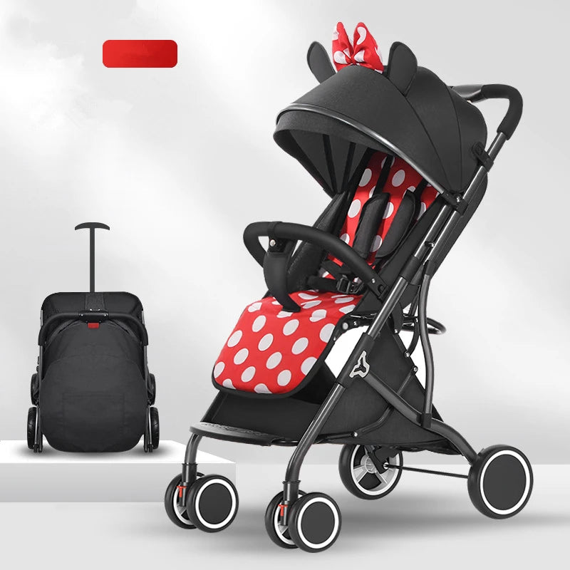 6Kg Adjustable Luxury Baby Stroller 3 in 1 Portable High Landscape Lightweight Stroller Pink Stroller Travel Pram Pushchair