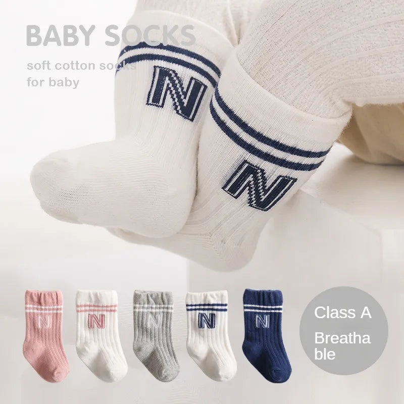 Newborn Baby Socks Cute White Soft Cotton Solid Color