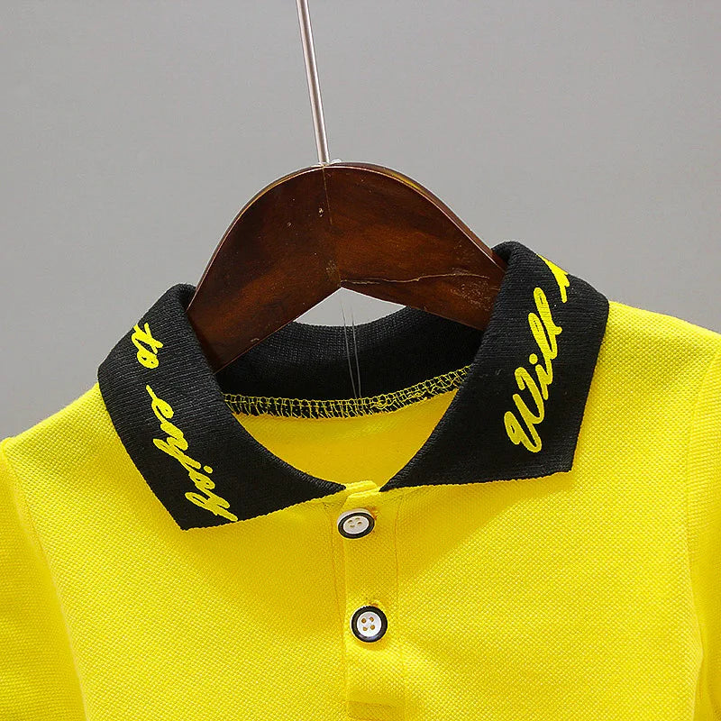 Baby Boy Summer Clothes Sets Korean Fashion Turn-down Collar T-shirts