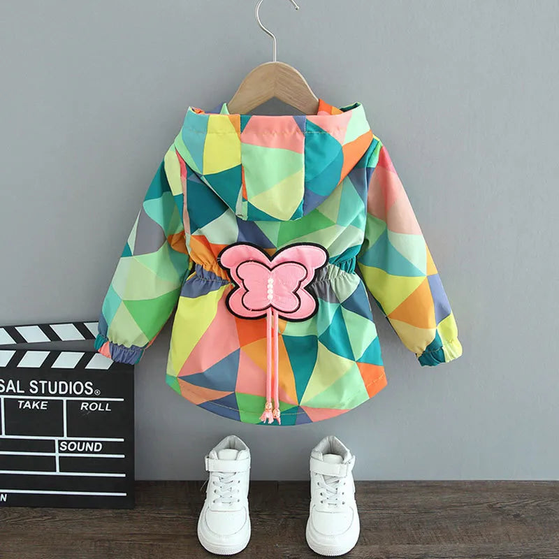 Autumn Baby Girls Coats Jackets Casual Fashion Children's Windbreaker for A Girls Cotton Hooded Trench Outerwear Kids Clothing