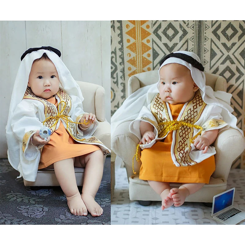 Baby Infant Muslim Head Scarf Robe 3pcs/Set Toddler Photo Props