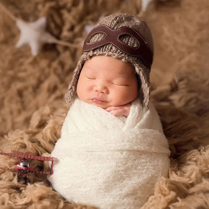 Air Force Manual Knitting Hat Baby Photo Props Pilot Style Hats