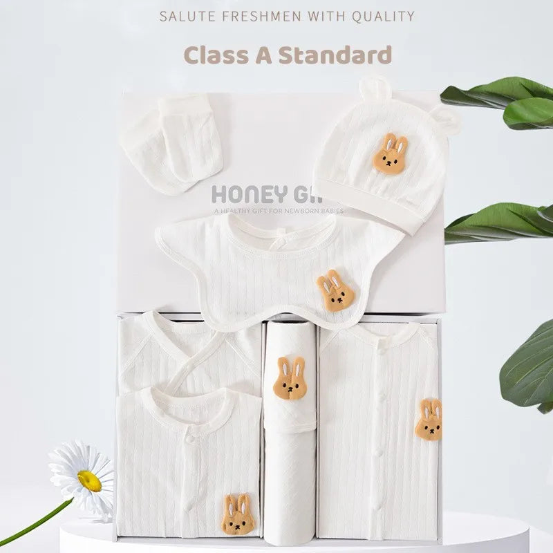 21/25pcs 100% Pure Cotton Summer Bunny Newborn Baby Clothes Set Baby Boy Girl Rabbit Pattern Clothes 0-6M Baby Gift With Box