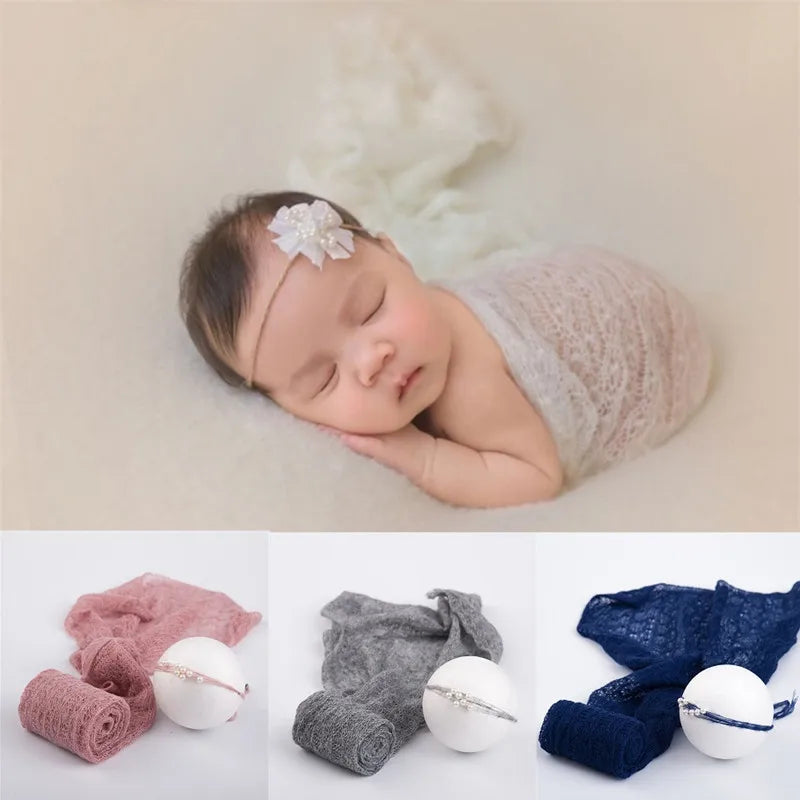 Newborn Photography Props Wrap Soft Mohair Knitted Blanket