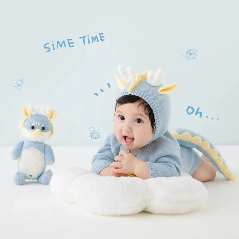 3-5 Months Baby Photography Clothing Hand Knitted Jumpsuit Hat + Socks