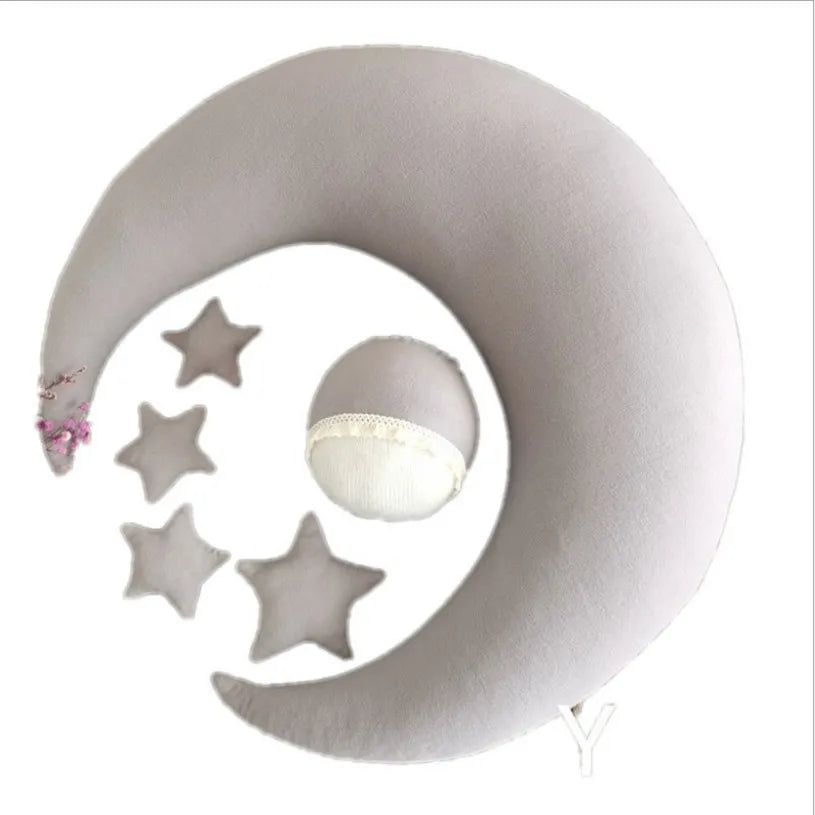 Newborn Baby Posing Moon Stars Pillow