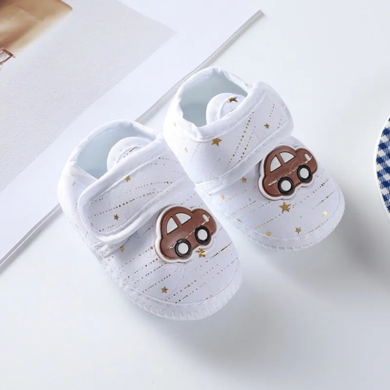 Korean Style Cartoon Car Pattern Soft Shoes (0-8 Months)