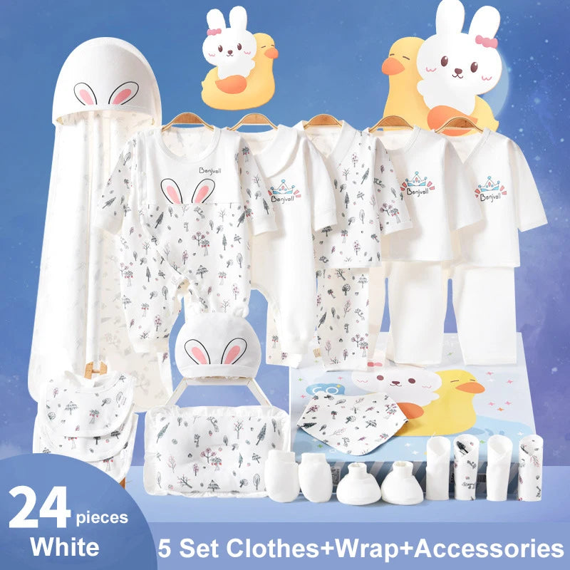 24 Pieces Newborn Baby Bodysuits Gifts Set Layette Set 0-6 Months