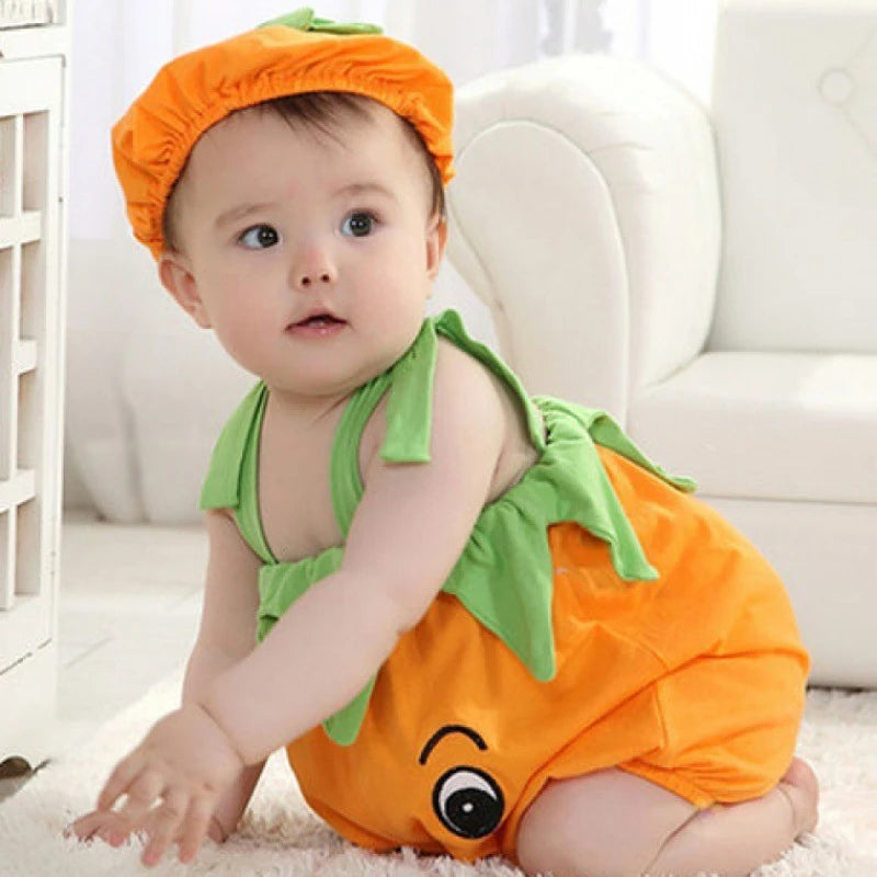 Summer Baby Watermelon Rompers+Hat Costume