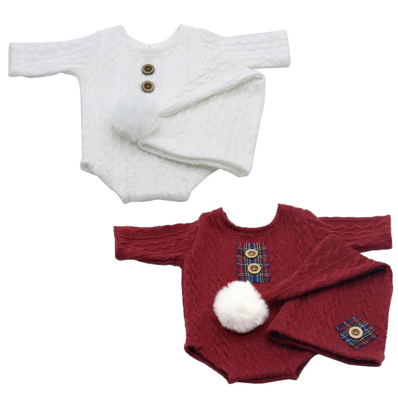 2Pcs/Set Unisex Baby Hat & Romper Shooting Props