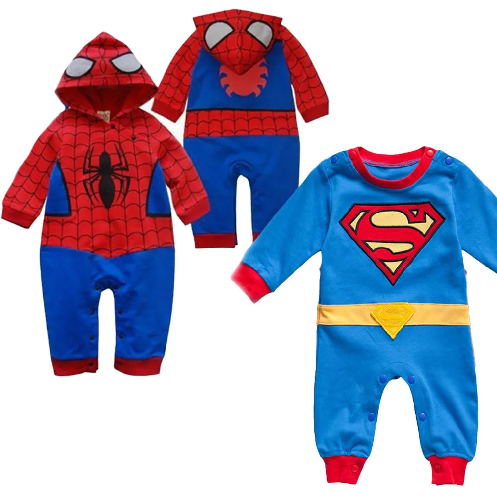 Baby Spiderman Romper Long Sleeve Bodysuit Infant Halloween Costume