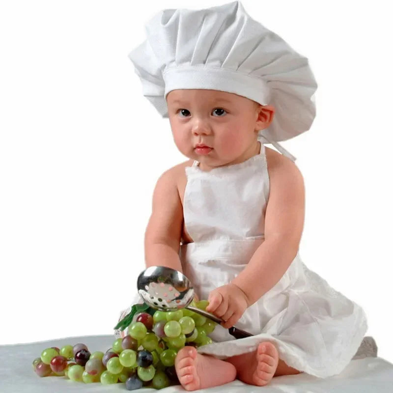 Newborn Baby Chef Apron + Hat Cute Custome