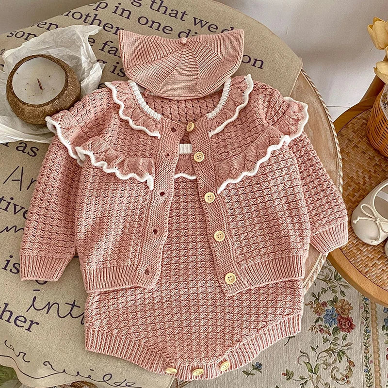 2024 New Spring Infant Baby Girls Knitted Clothing Set