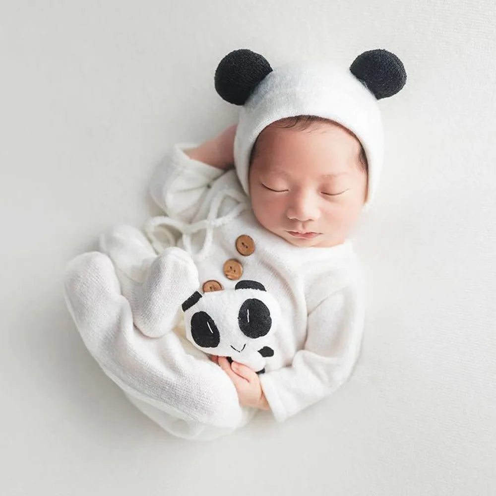 Newborn Photography Clothing Cute Hat+Jumpsuit+Doll 3Pcs/set