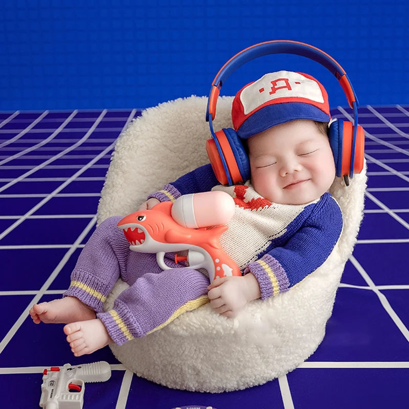 Newborn Baby Photography Props Knitting Jumpsuit+Cap