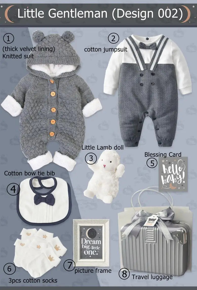 Newborn Gift Box Little Gentleman Knitting Crochet Sweater Set