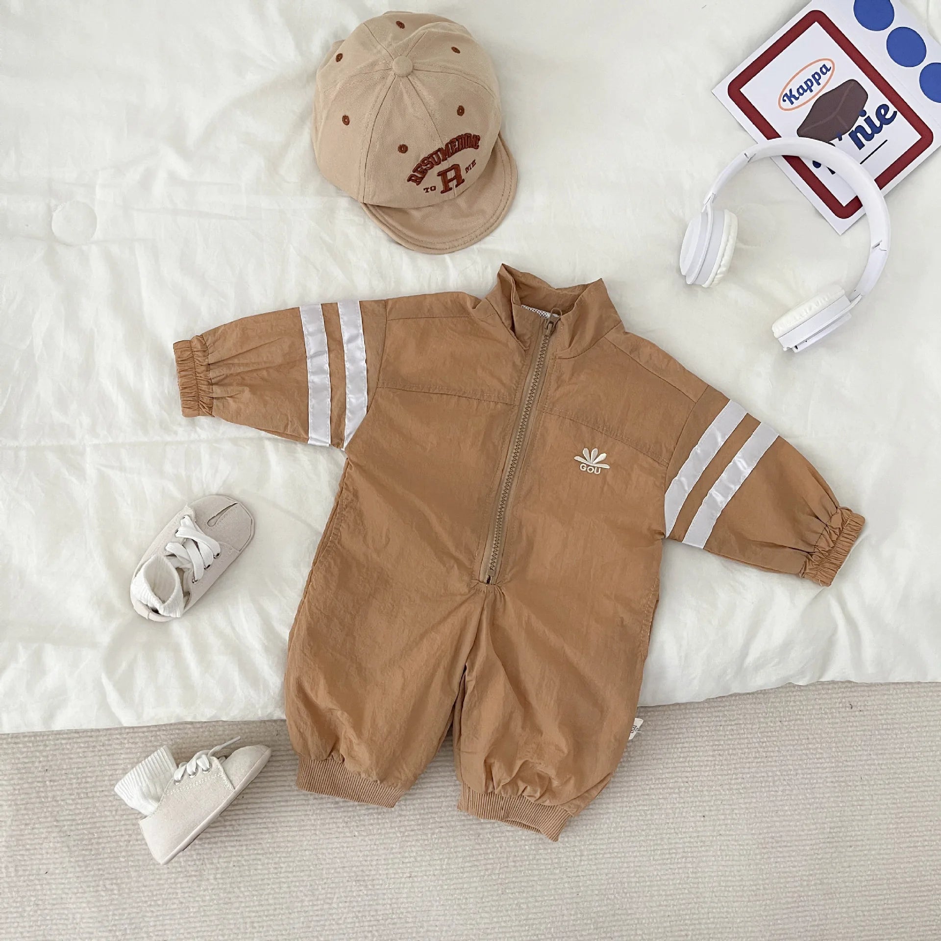 2023 Spring Autumn Korean Baby Boys Overalls Cotton Long Sleeve Turtleneck Zipper Infant Boys Bodysuit Toddler Boys Outfits