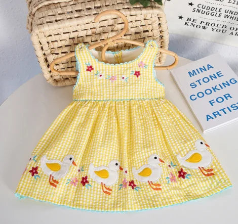 Flower Printed Toddler Baby Girls Sister Dress Summer
