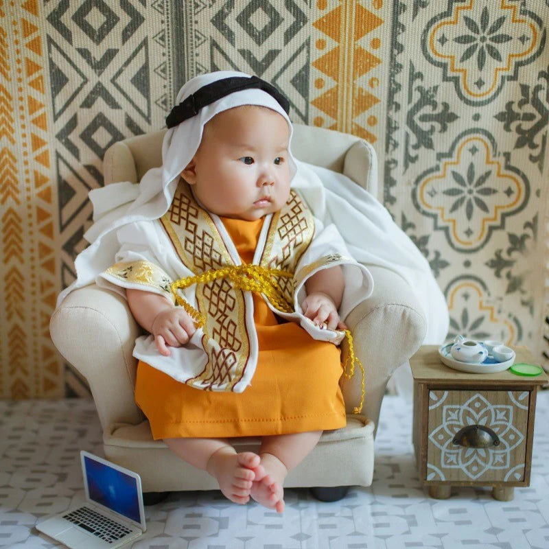 Baby Infant Muslim Head Scarf Robe 3pcs/Set Toddler Photo Props