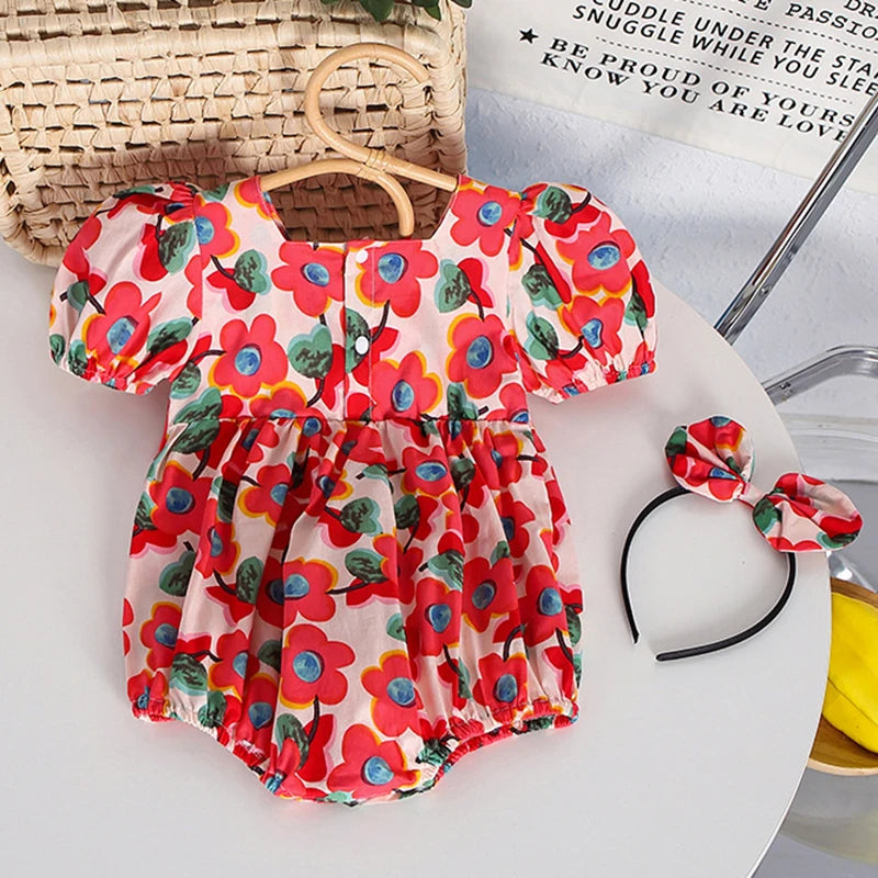 Flower Printed Toddler Baby Girls Sister Dress Summer
