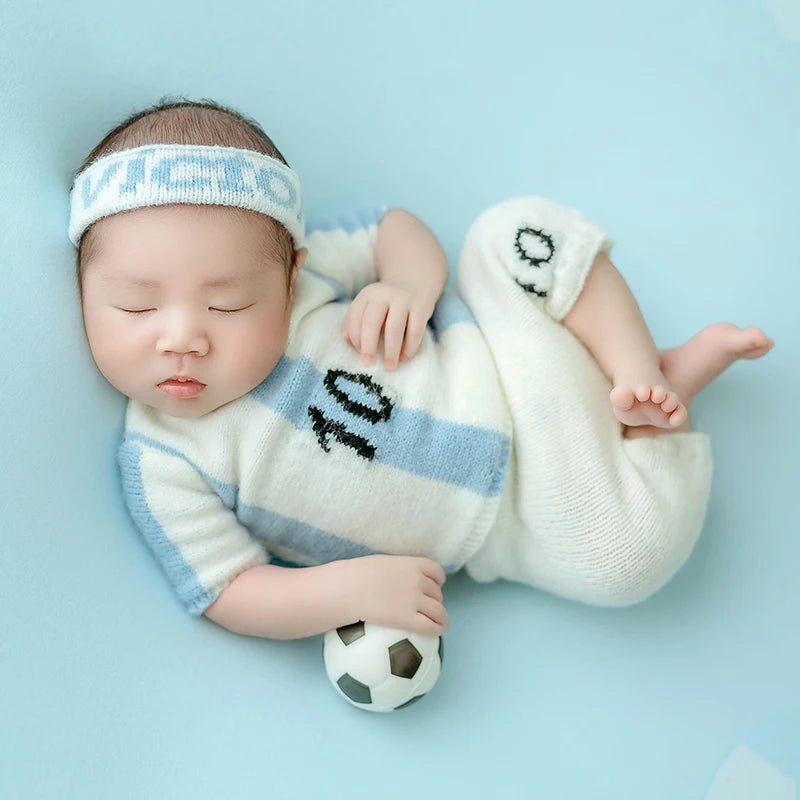 Newborn Photography Props Soccer Top+Pants Set Accessories