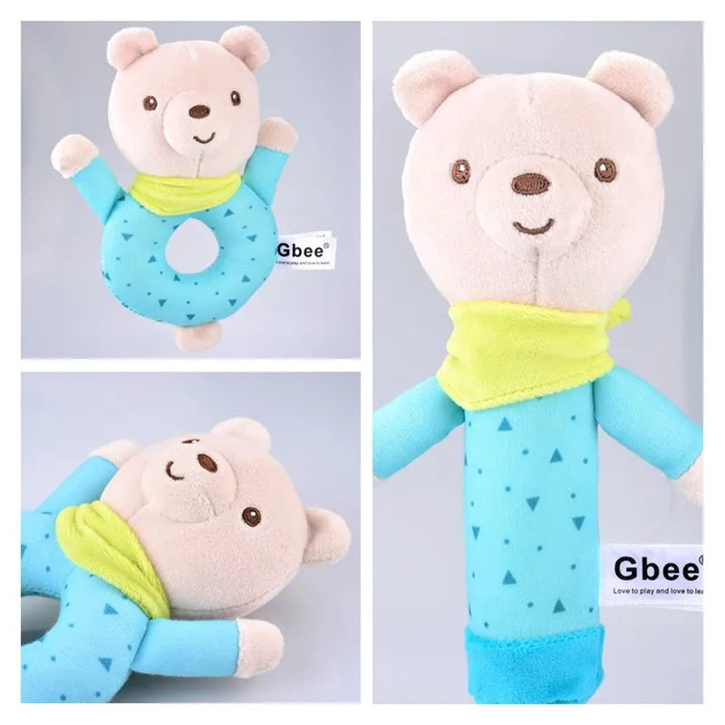 Colourful Animal Rattle Plush Stuffed Handbell Baby Soft Rattle Toys