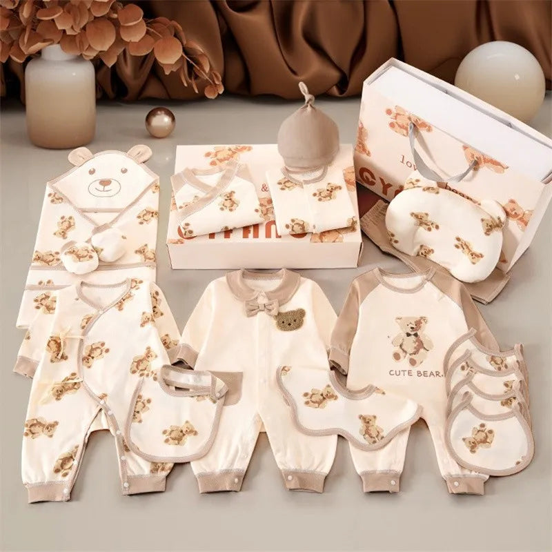 20/22/24/26pcs Cartoon Bear Newborn Baby Clothes Set Cotton Baby Boy Girl Clothes Suit Newborn Gift Baby Shower Gift No Box