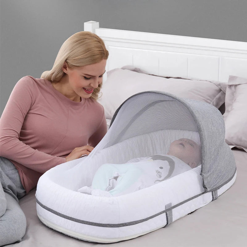 Foldable Baby Mosquito Net Bassinet Infant Sleeping Basket For 0-24month