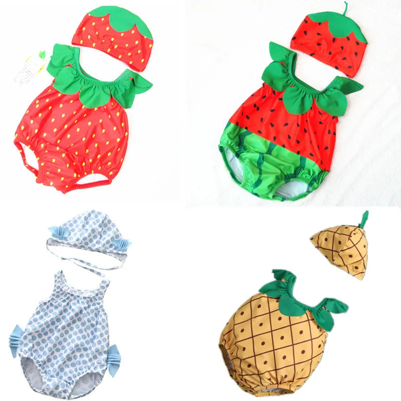 Newborn 0-3Y Babies New Fruits Swimsuit 2pcs
