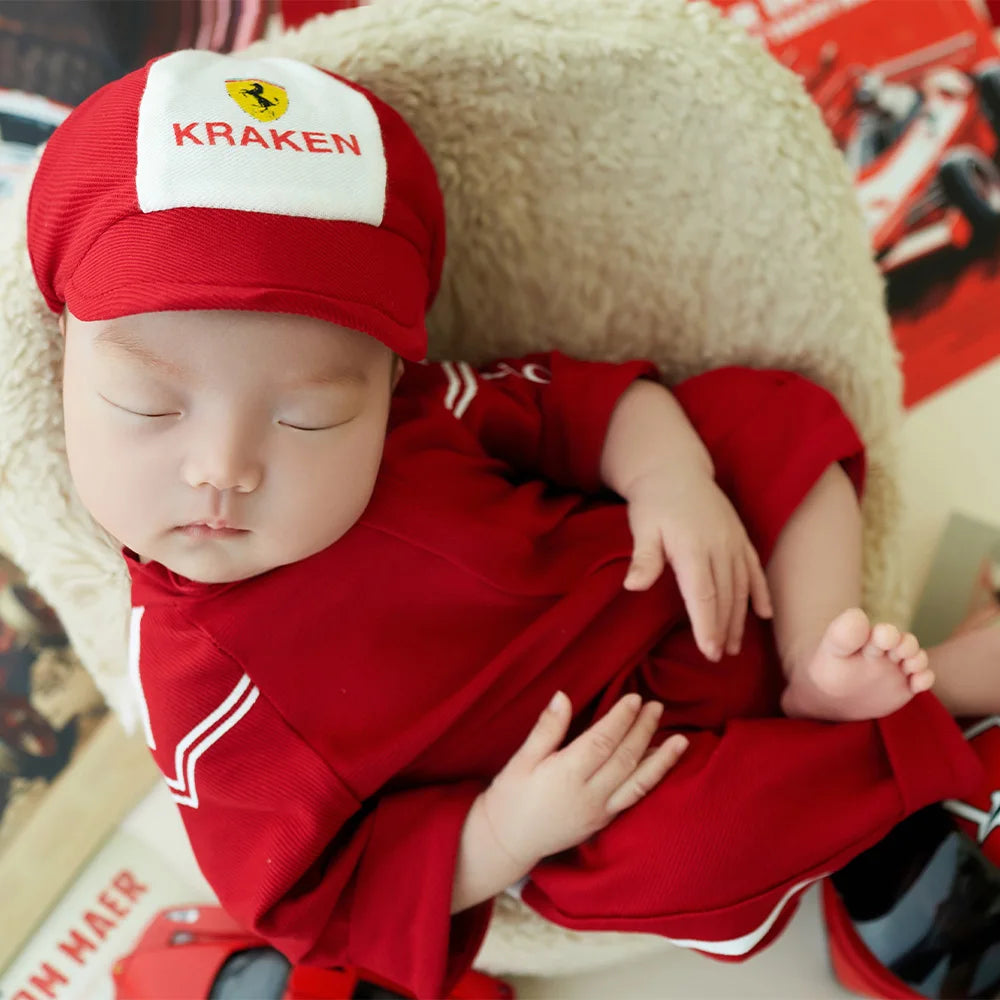 Newborn Photography Outfit Racing Theme Set Soft Cotton Racing Suit