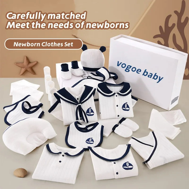 19/21/22/23pcs Navy Style Autumn Pure Cotton Baby Gift With Box