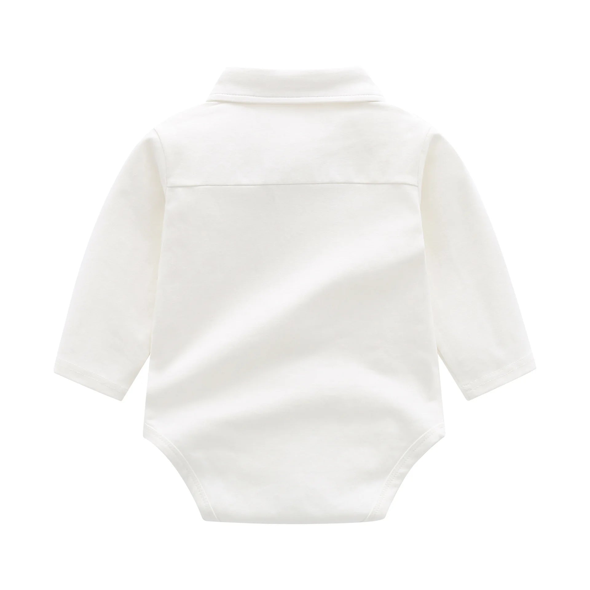 2024 Newborn Boys Solid Cotton Long Sleeve Bow Tie Boys Jumpsuit