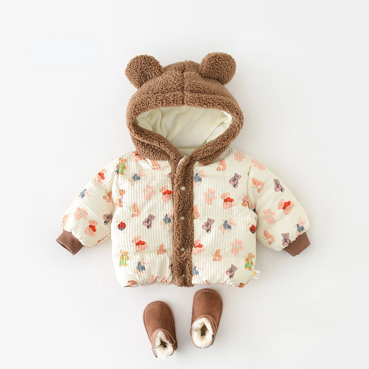 7952 Baby Coat 2023 Winter New Cotton-padded Baby Girl's Jacket Coat Cartoon Bear Boy's Coat Velvet Warm 0-4Y Kid's Coat.