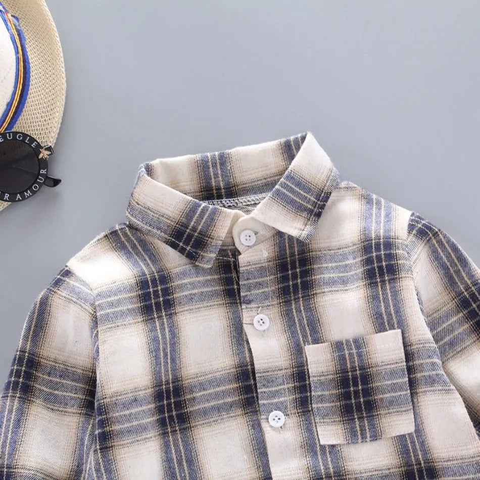 2024 Korean Fashion Baby Buffalo Plaid Flannel Shirt Casual Shirt 0-5T