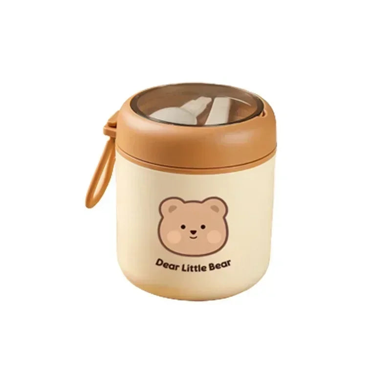 530ML Vacuum Thermal Lunch Box with Spoon Portable Stainless Steel Thermos Soup Panda Cup Food Container Bento Box for Kids