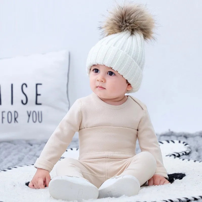 0-3 Years Kid Baby Tops+Pant 2-piece Set Cotton Thermal Underwear Suit Boys Girls Neonate Pajama Sleepwear Spring Autumn Clothes