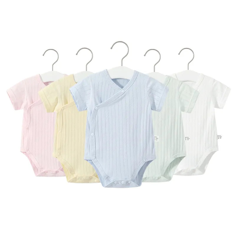 2Pcs Summer Pure Color Cotton Breathable Bodysuit Infants
