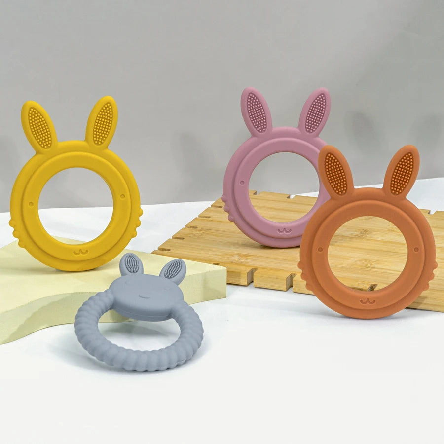 1Pcs Baby Teether Silicone Toy BPA Free Rabbit Nursing Teether