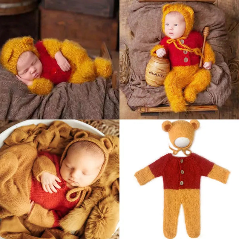 Mohair Little Bear Hat+Jumpsuits 2Pcs/set Studio