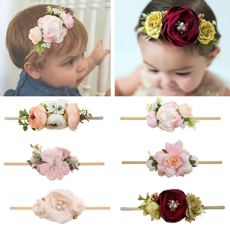 2023 New Fresh Pastoral Style Performance Children Headband Super Elastic Floral Baby Headband Korean Style Baby Headband