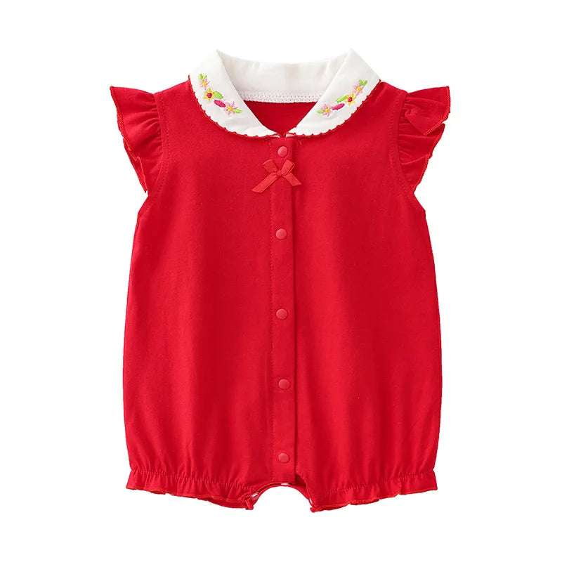 Newborn Baby Girl Romper Infant Short Sleeve Cotton Jumpsuit 0-18M