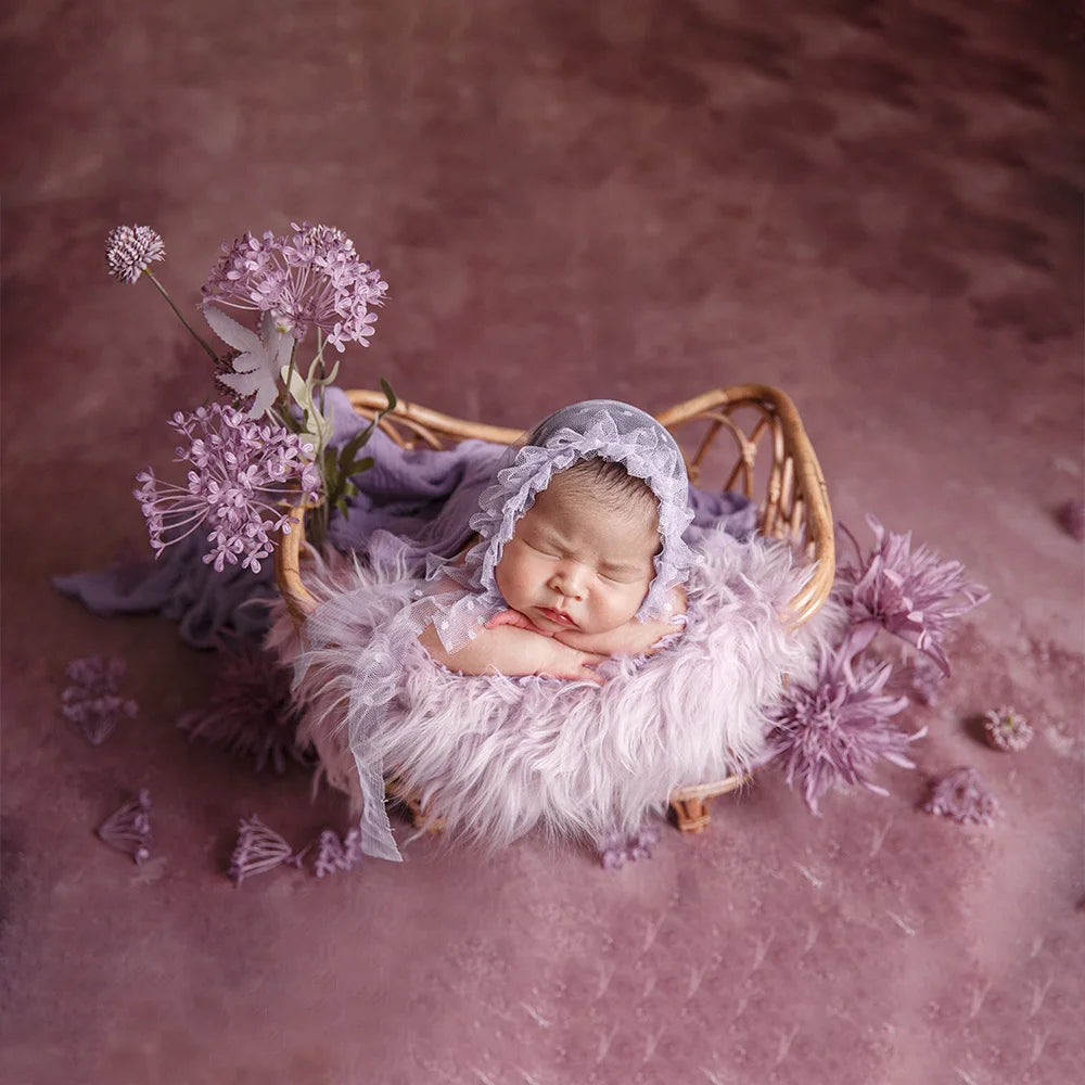 Photography Props Purple Seersucker Soft Stretch Wrap Blanket Headdress