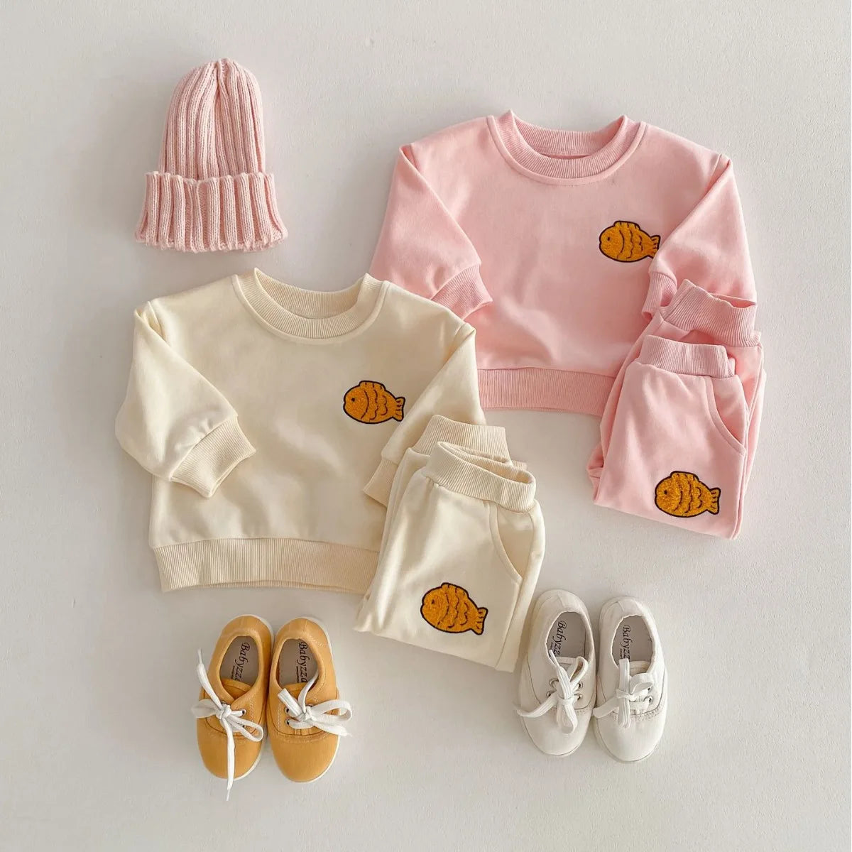 2024 Spring New in Kids Baby Cute Clothes Set 2pcs Infant Embroidery Fish Top Sweatshirt + Harem Pants Children Toddler 3M-4Y